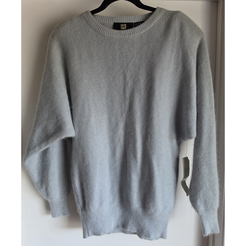 NWT Fully Fashion Angora Sweater S Grey Crew Neck Long Sleeve Pullover Top Cozy